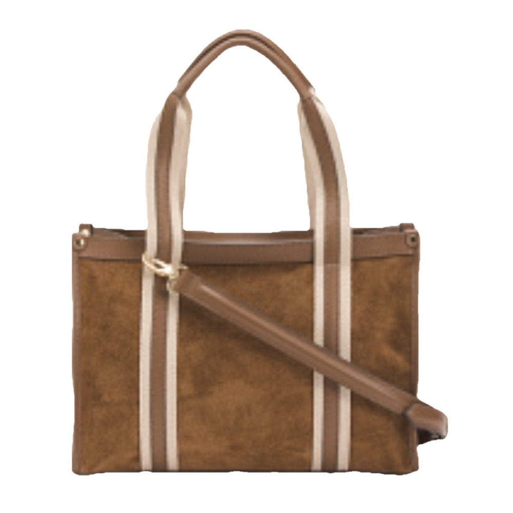 Divina Firenze Italy Crossbody Tote Brown Suede NEW